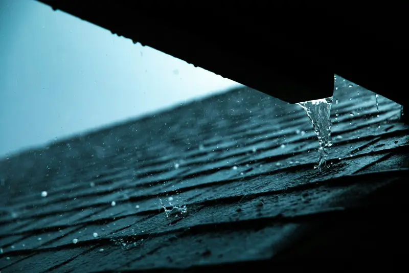 Gutter along a roof